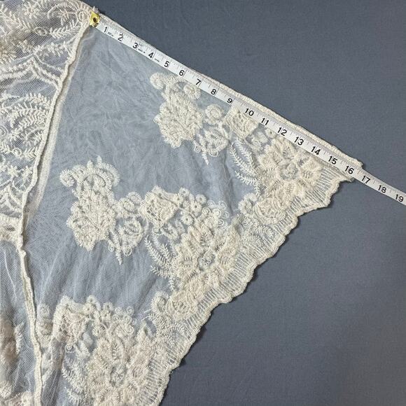 ROOMMATES Lace Duster Cardigan XL Beige Tie at Waist Tassels Boho Romantic Chic - Picture 9 of 11